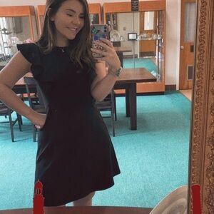 2hearts black dress with ruffle accent sleeve